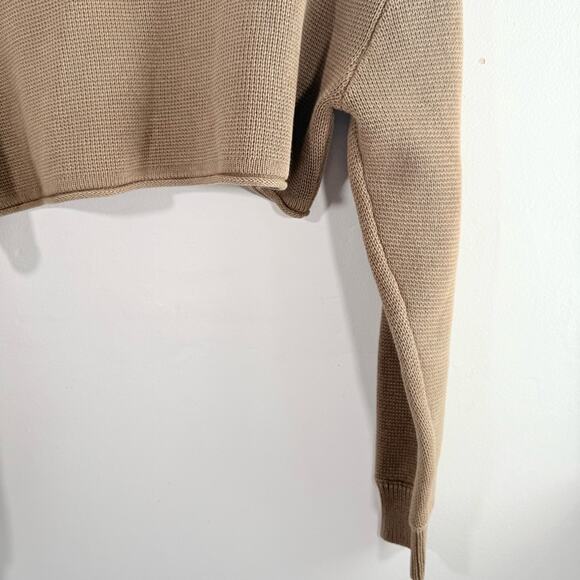 Zara Brown Knit Turtleneck Boxy Cropped Sweater Size Large - Picture 10 of 12